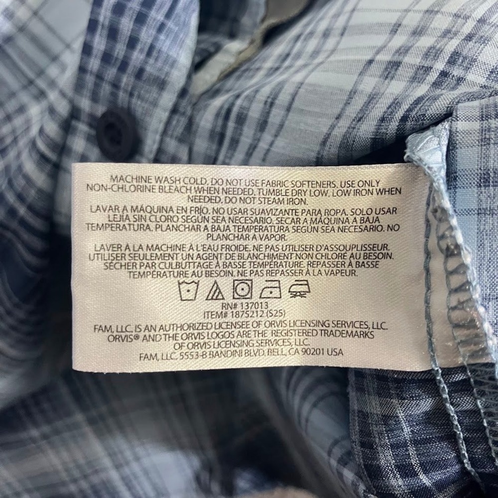 Orvis Classic Collection Mens Blue White Plaid Short Sleeve Button Up Shirt L - Picture 6 of 7